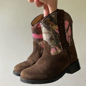 Masterson Boot Company | Leather Western Kids Pink Camo Cowboy Boots